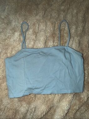 Light Blue Spaghetti Strap Crop Tank Top